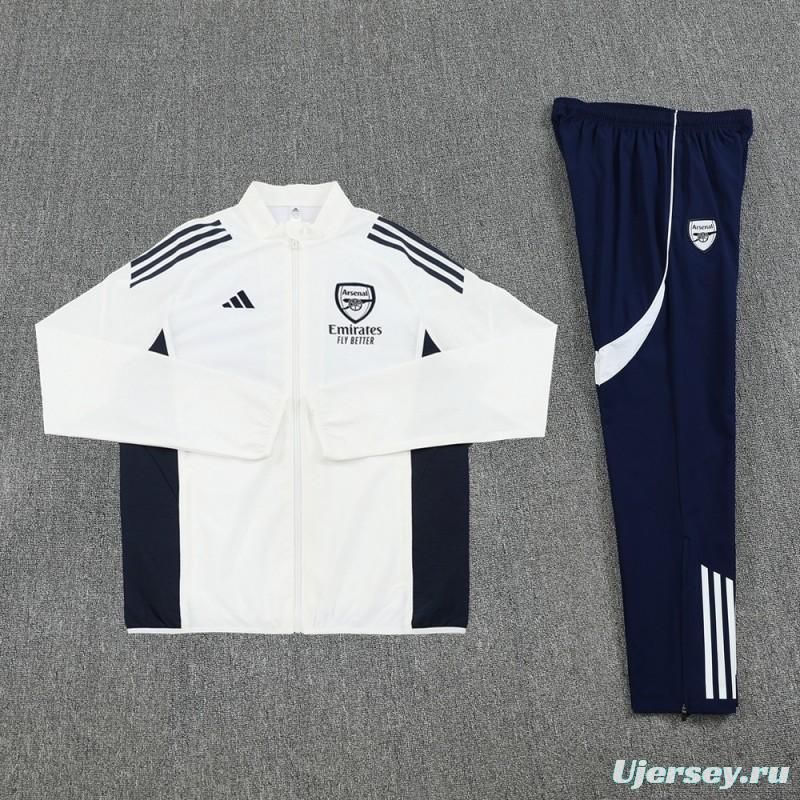 25/26 Arsenal White S-2XL Half Zipper Jacket+Long Pants