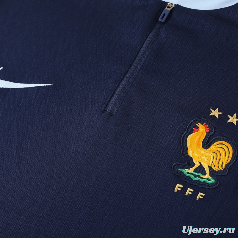 2025 France Royal Blue Half Zipper Jacket+Long Pants