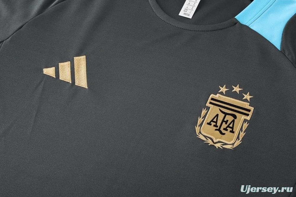 2025 Argentina Dark Gray Short Sleeve+Soccer Shorts