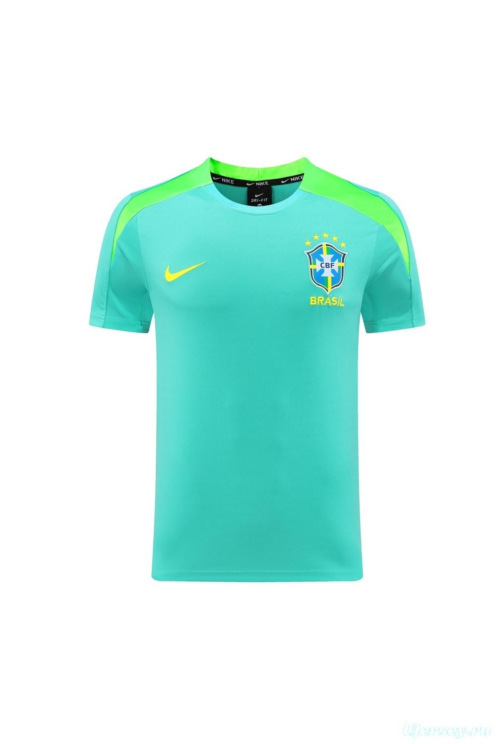 2025 Brazil Lake Green Short Sleeve+Soccer Shorts
