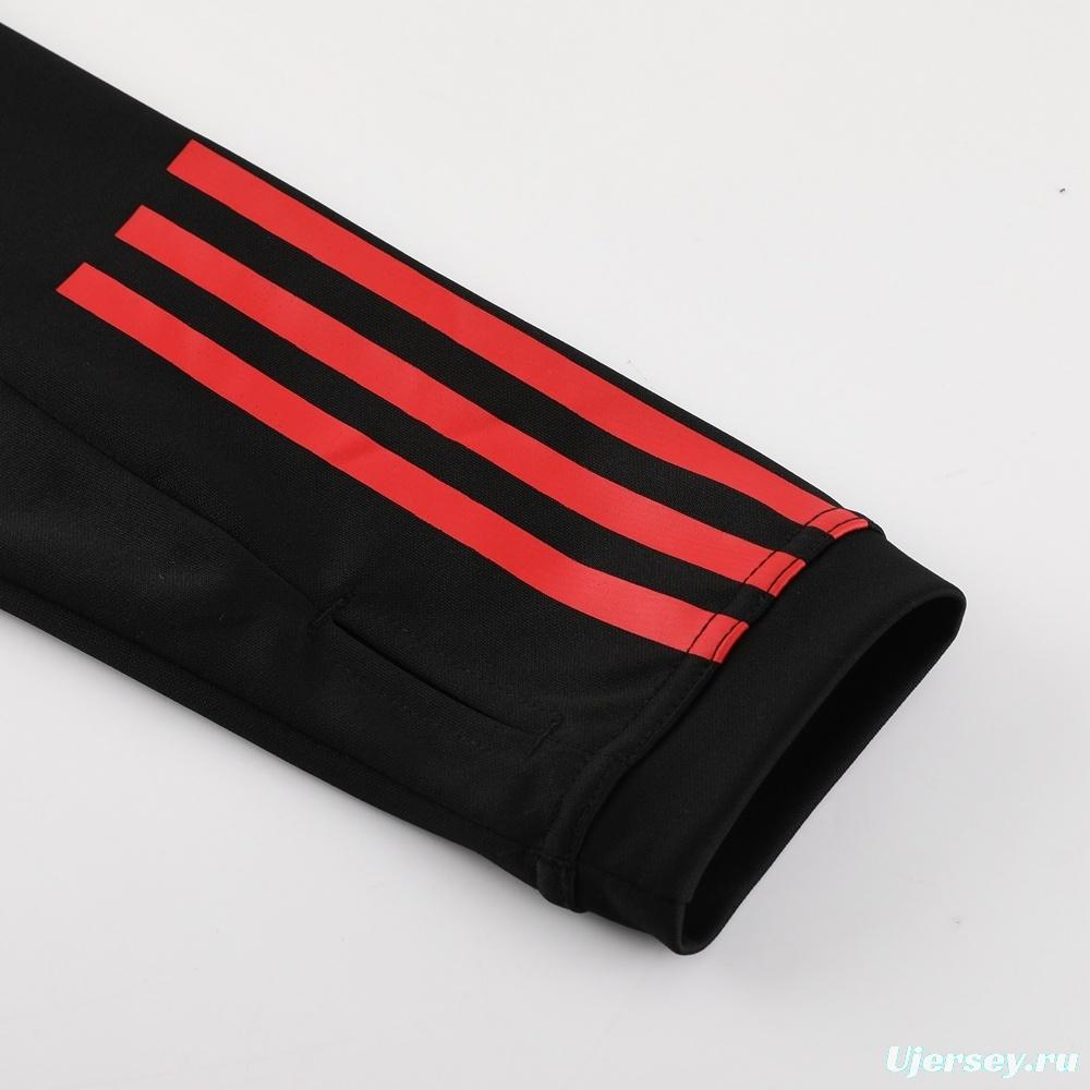 25/26 Manchester United Black Half Zipper Jacket+Long Pants