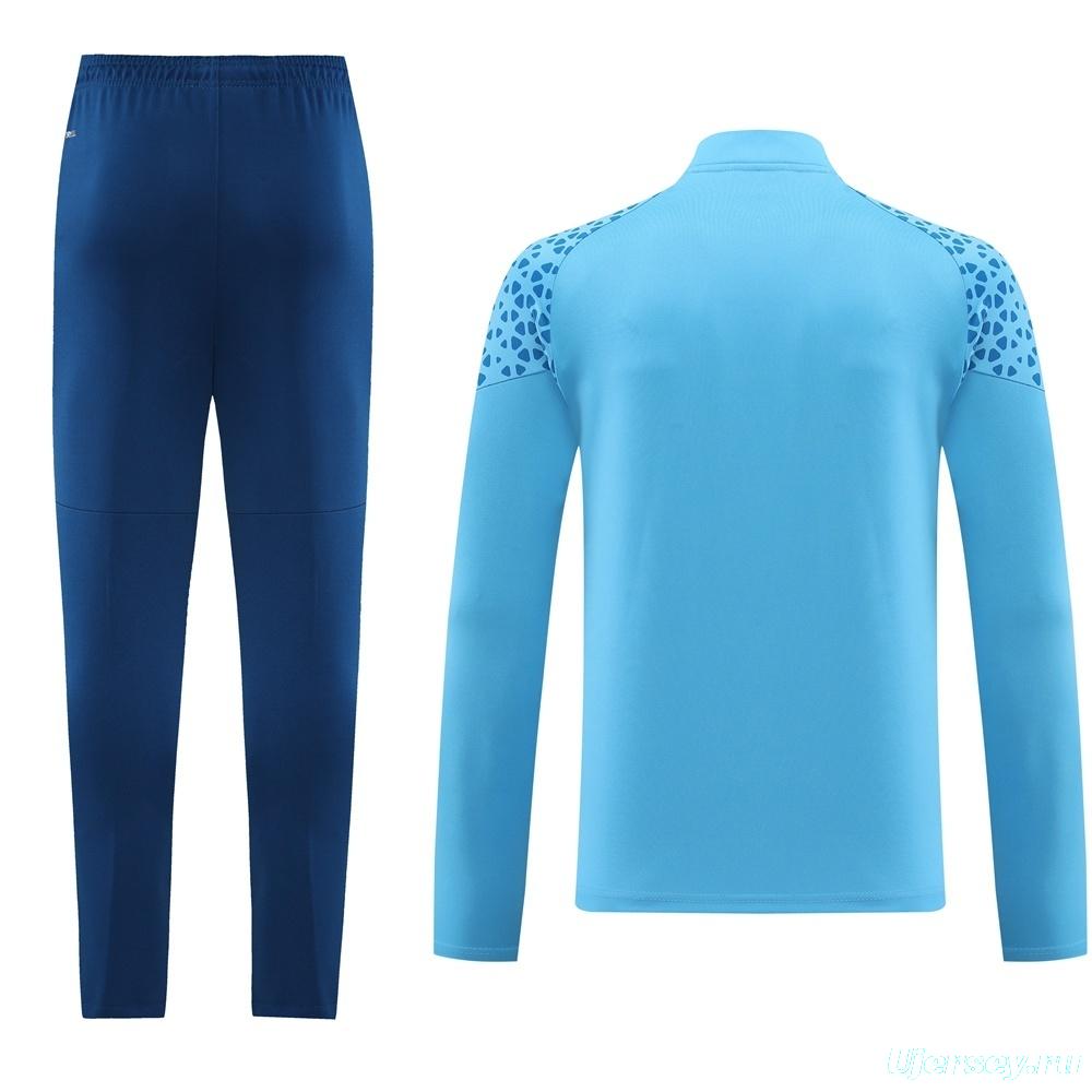 25/26  Manchester City Sky Blue Half Zipper Jacket+Long Pants