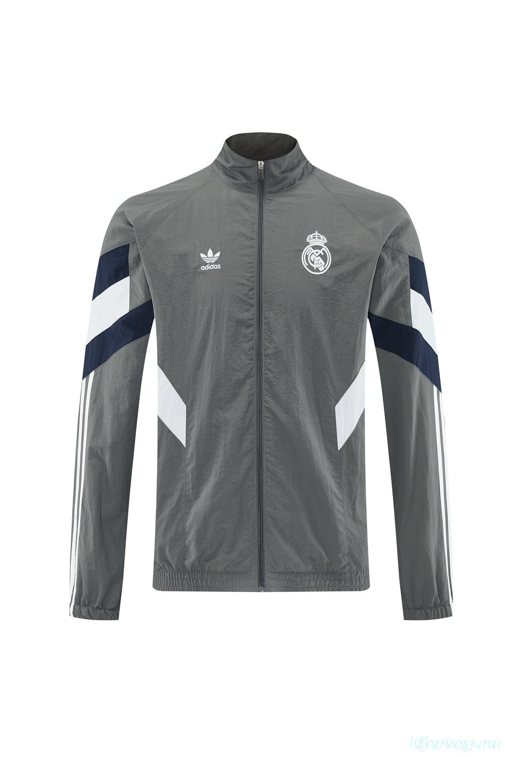 25/26 Real Madrid Grey S-3XL Half Zipper Jacket+Long Pants