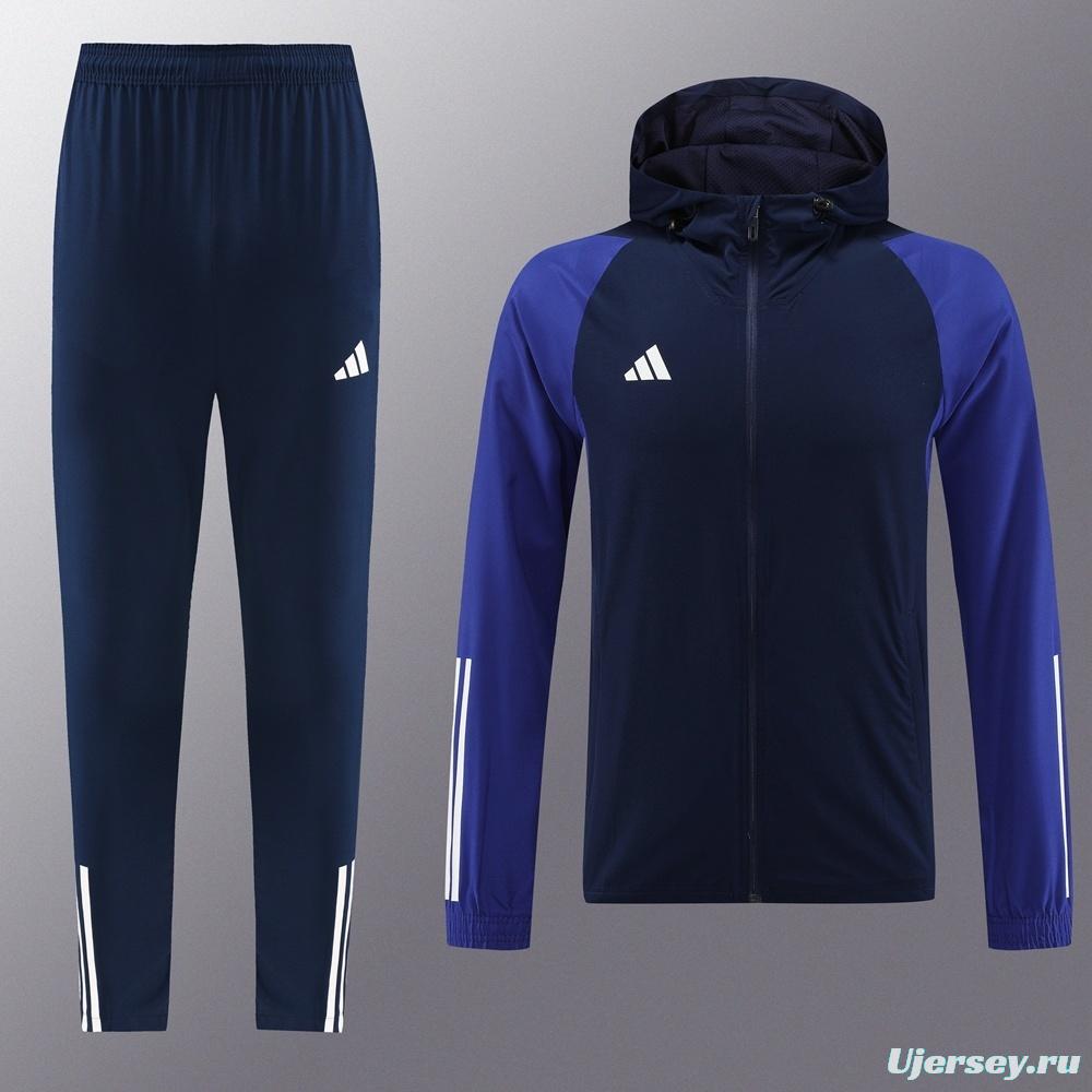 2025 Adidas Royal Blue Half Zipper Jacket+Long Pants S-2XL