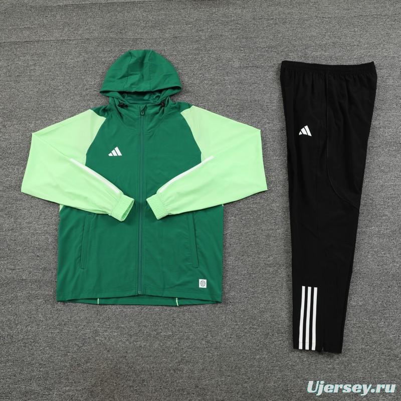2025 Adidas Green Half Zipper Jacket+Long Pants S-2XL
