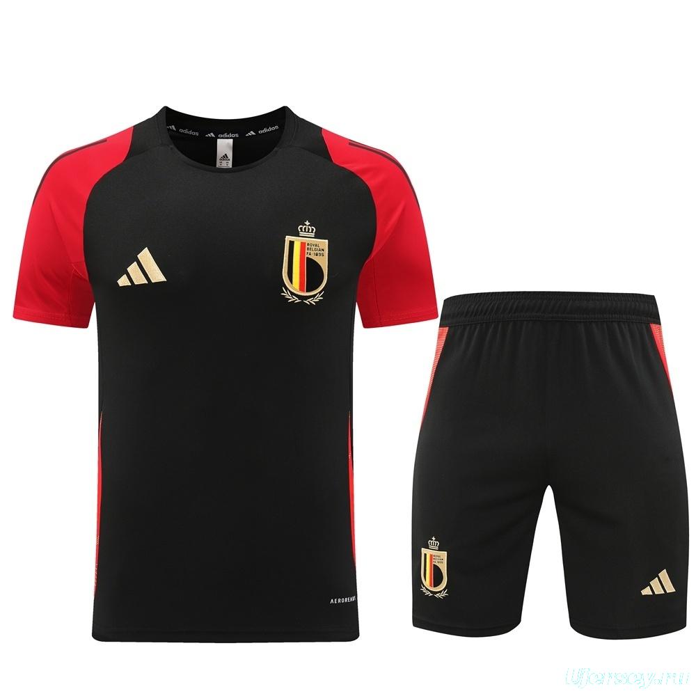 2025 Belgium Black Short Sleeve+Soccer Shorts