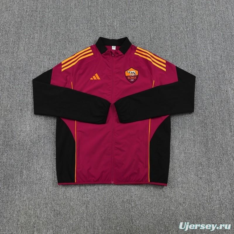 25/26 AS Roma Maroon S-3XL Half Zipper Jacket+Long Pants