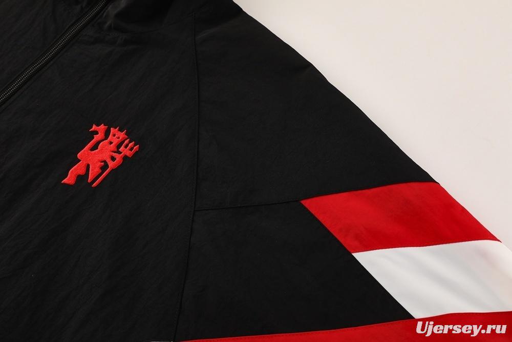 25/26 Manchester United Black Half Zipper Jacket+Long Pants S-3XL