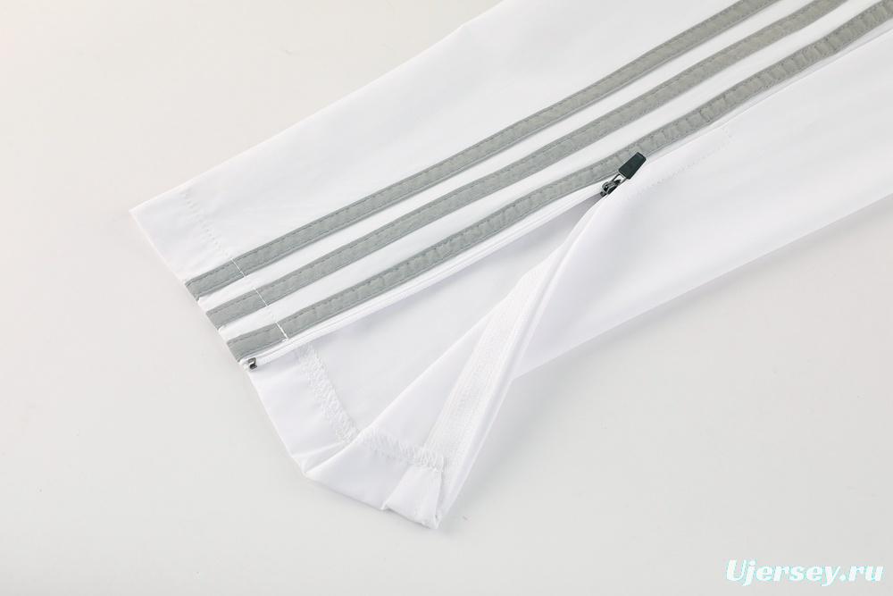 25/26 Real Madrid White Half Zipper Jacket+Long Pants S-3XL