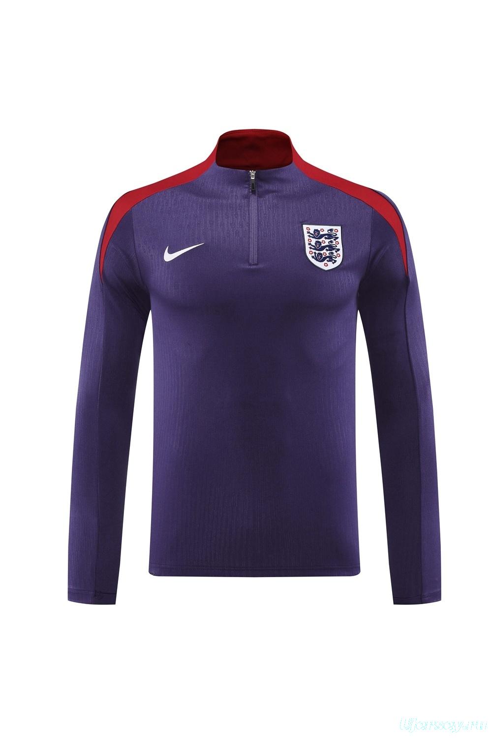 2025 England Purple Half Zipper Jacket+Long Pants
