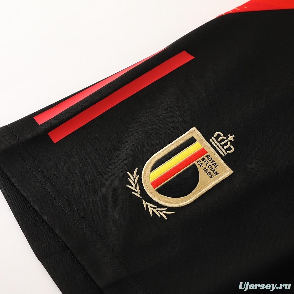 2025 Belgium Black Short Sleeve+Soccer Shorts