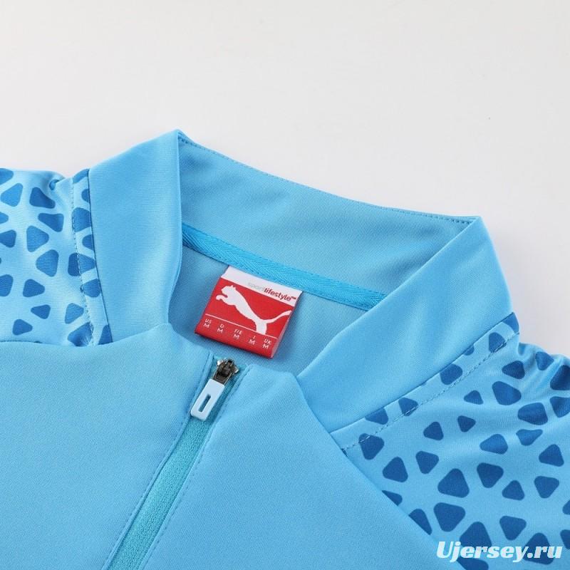 25/26  Manchester City Sky Blue Half Zipper Jacket+Long Pants