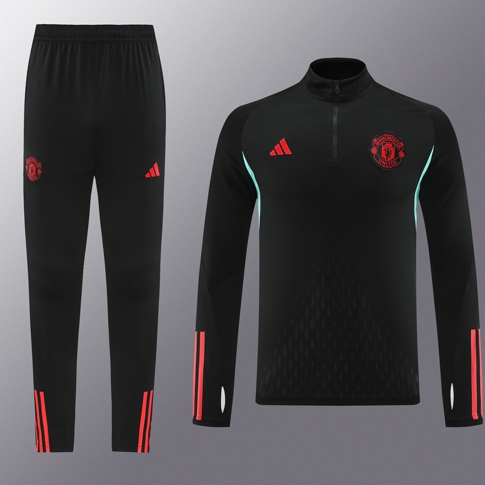 25/26 Manchester United Black Half Zipper Jacket+Long Pants