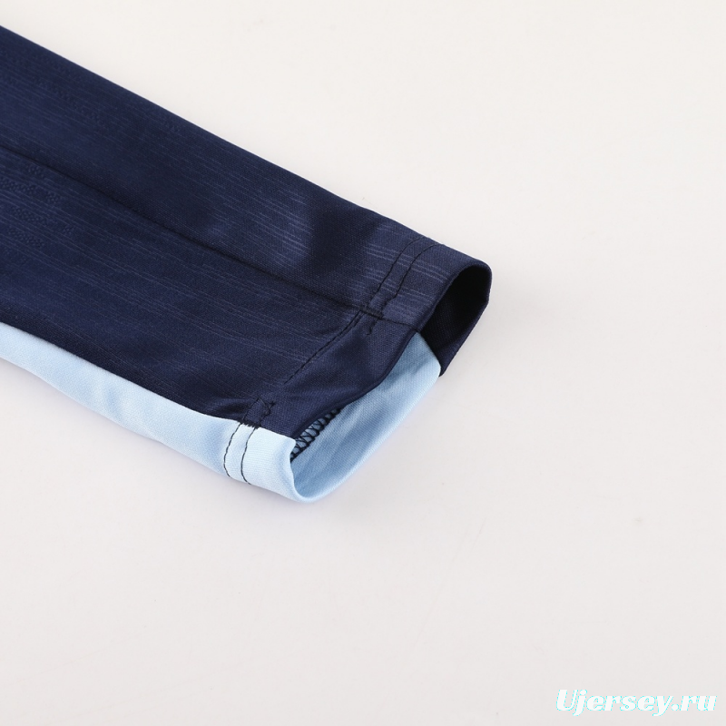 2025 France Royal Blue Half Zipper Jacket+Long Pants