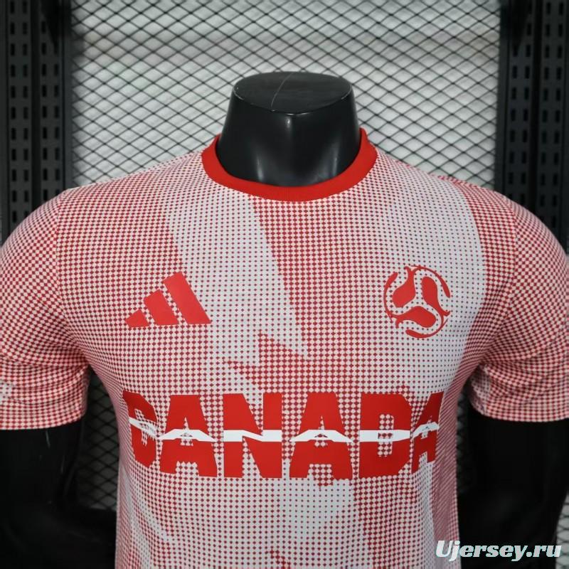 2025 Player Version  Canada Away White with Red Halftone Gradient Pattern World Cup Commemorative Jersey