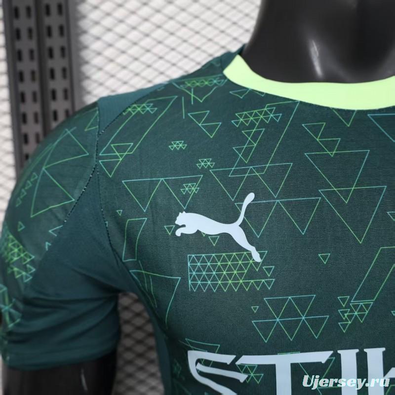 25/26 Player Version  Manchester City Third Dark Green with Geometric Triangle Pattern Jersey