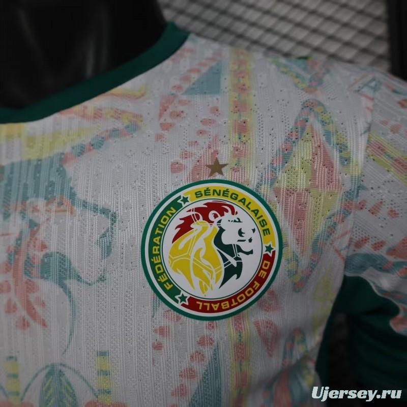 25/26 Player Version  Senegal Away White with African Traditional Pattern Jersey