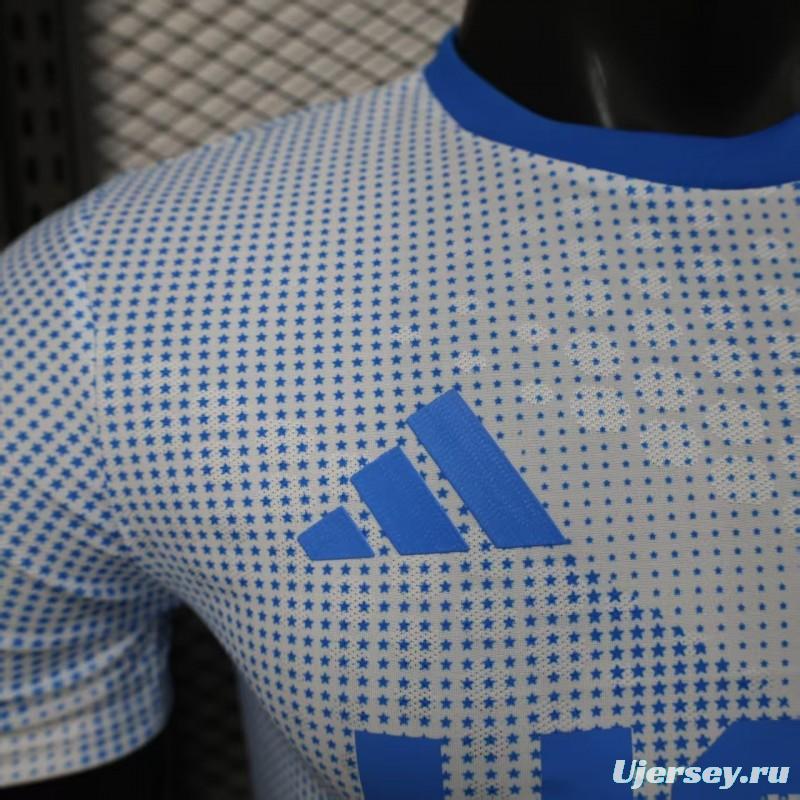 2025 Player Version  USA  Away White with Blue Halftone Gradient Pattern World Cup Commemorative Jersey