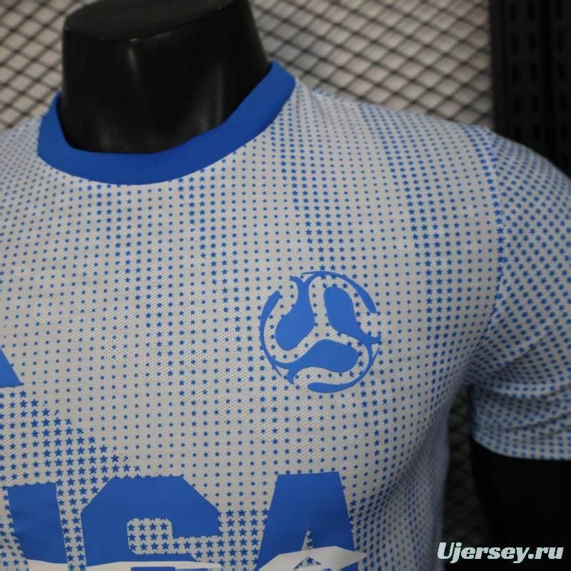 2025 Player Version  USA  Away White with Blue Halftone Gradient Pattern World Cup Commemorative Jersey