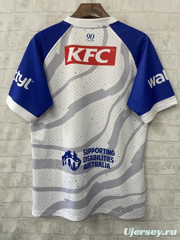 25/26 Canterbury Bankstown Bulldogs Grey with Blue Sleeves and Wave Pattern Jersey