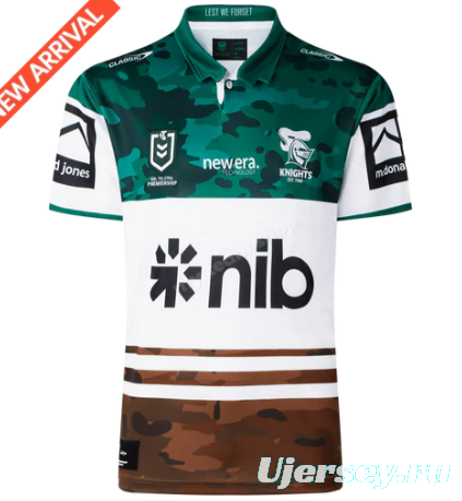 25/26 Newcastle Knights White with Green and Brown Camouflage Jersey