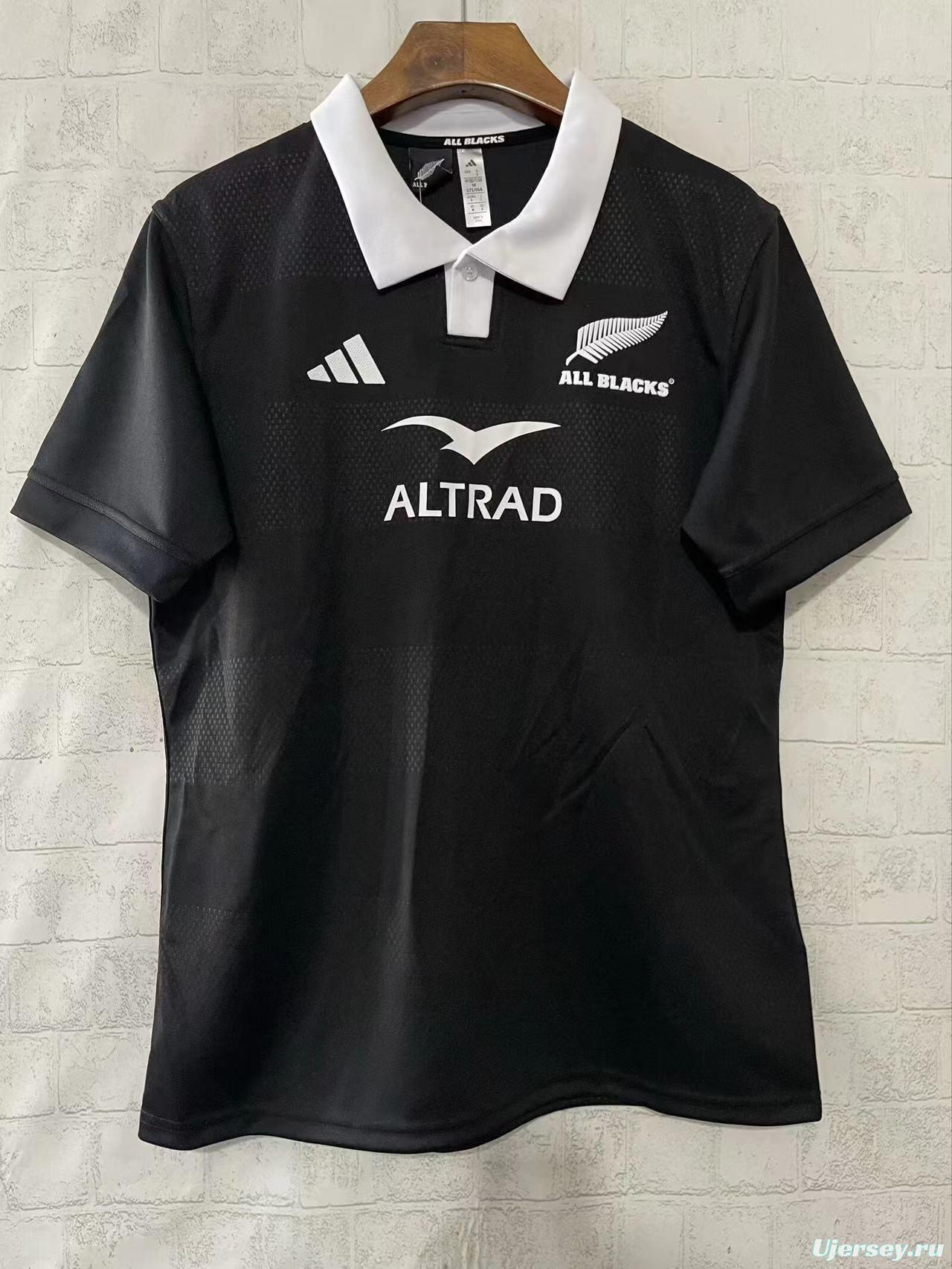 2026 New Zealand All Blacks Black with White Collar Jersey