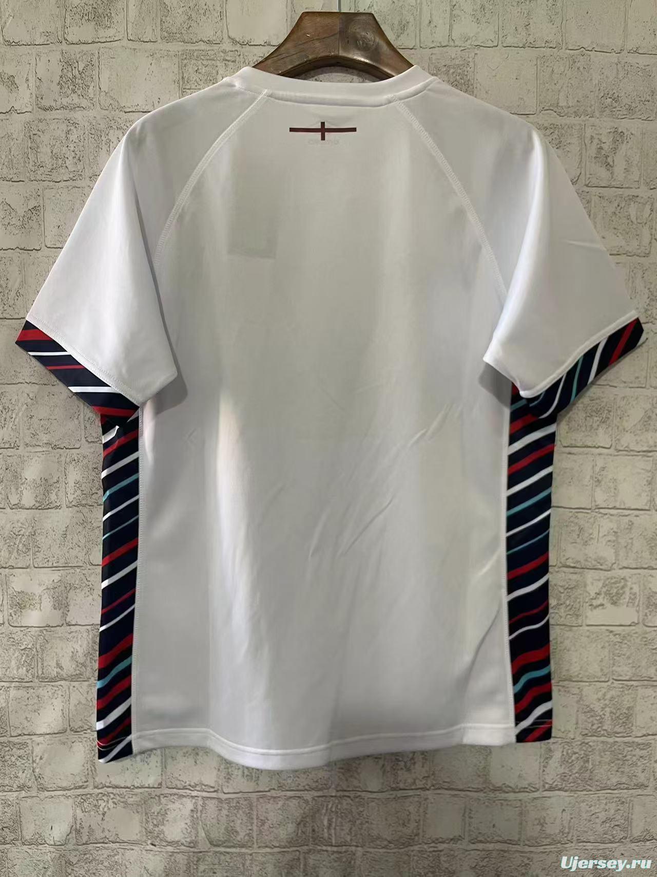 2025 England White with Diagonal Stripe Pattern Home Jersey