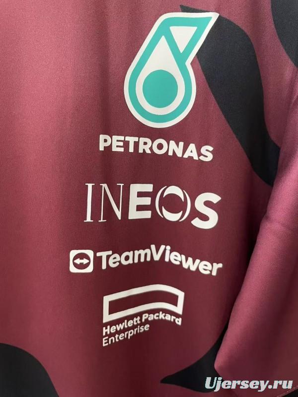 25/26 F1 Mercedes-AMG Petronas Burgundy with Black Floral Pattern Special Edition Jersey