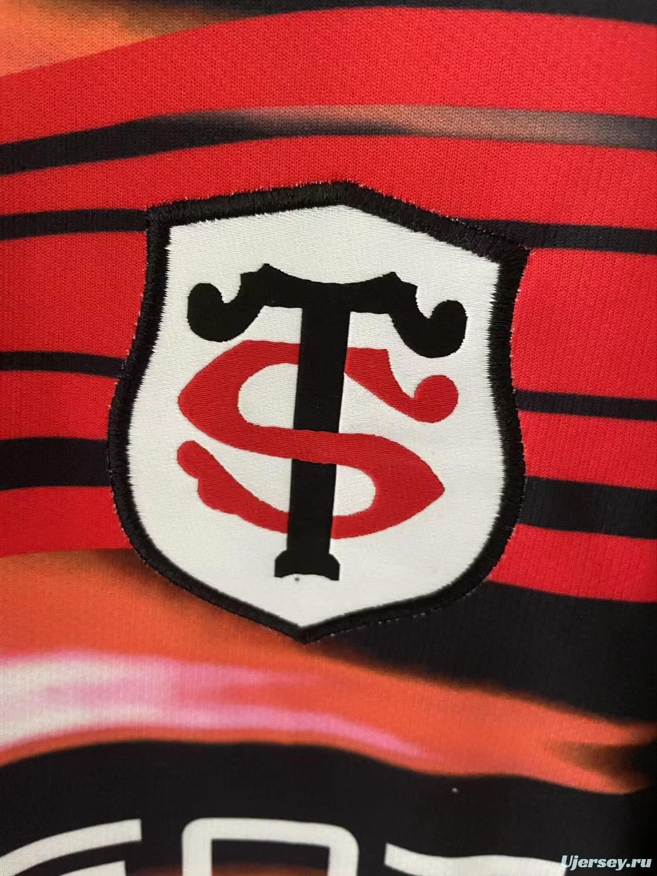 25/26 Toulouse Rugby Black with Red Lightning Stripes Jersey