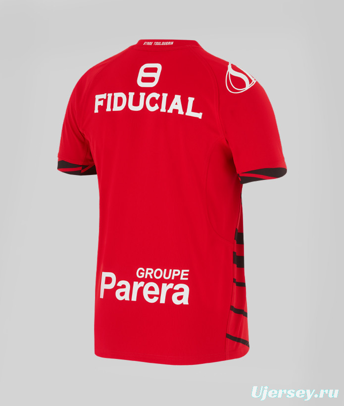 25/26 Stade Toulousain Red with Black Diagonal Stripes Jersey