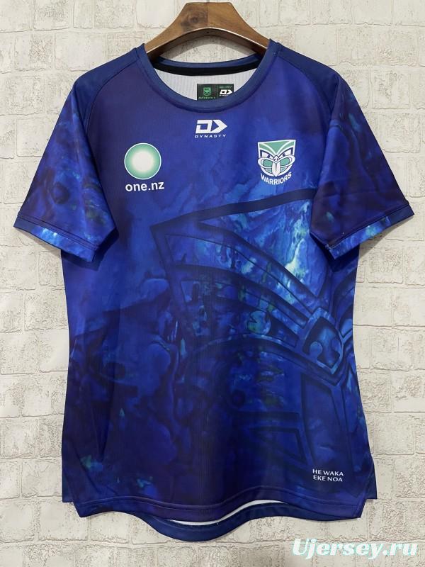 25/26 New Zealand Warriors Blue with Maori Cultural Art Jersey