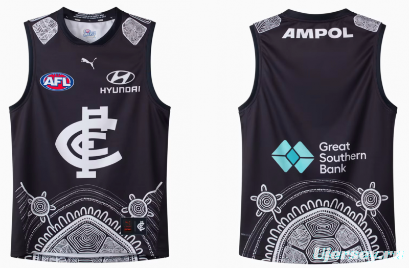 25/26 Carlton Blues Navy with White Aboriginal Art Jersey