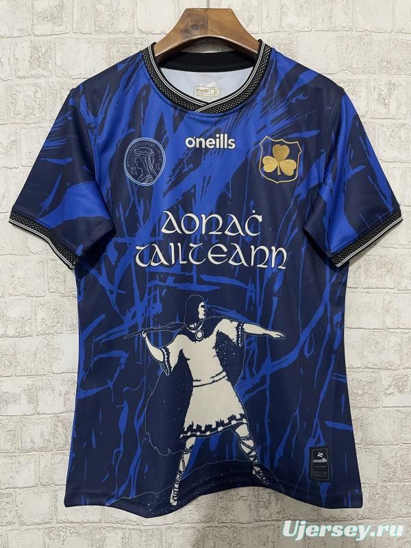 25/26 Tipperary GAA Blue with Warrior Silhouette and Abstract Pattern Jersey