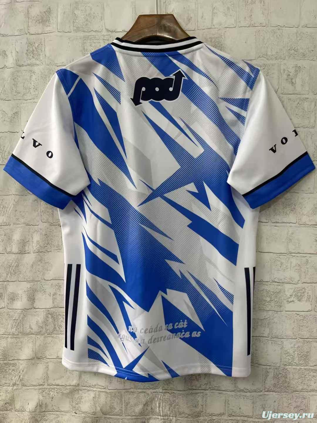 2026 Waterford GAA White with Blue Lightning Stripe Pattern Jersey