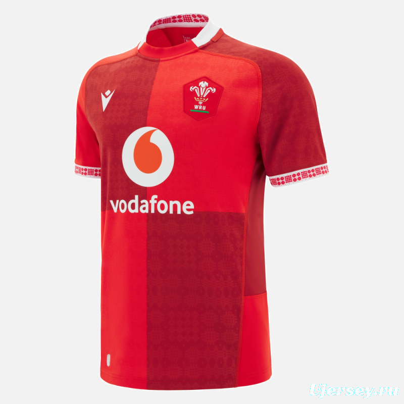 2026 Wales home Red with Vertical Stripe Pattern Jersey