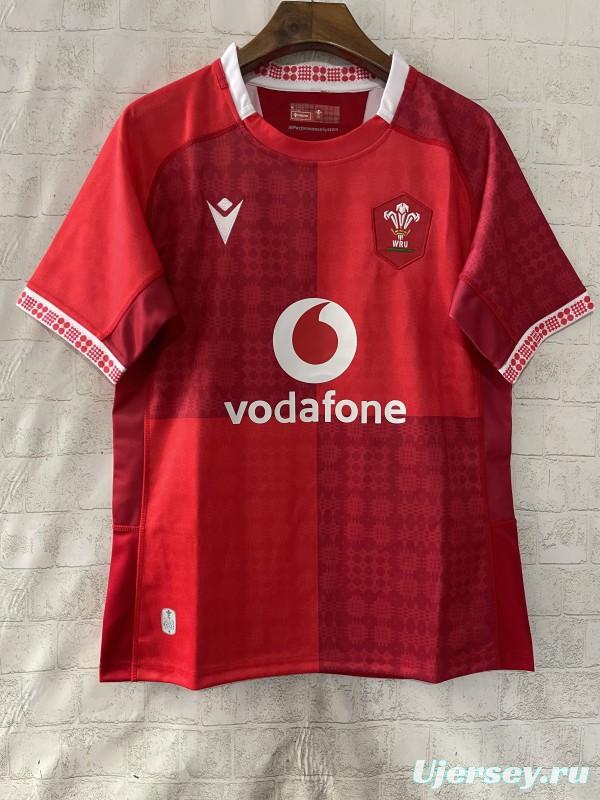 2026 Wales home Red with Vertical Stripe Pattern Jersey