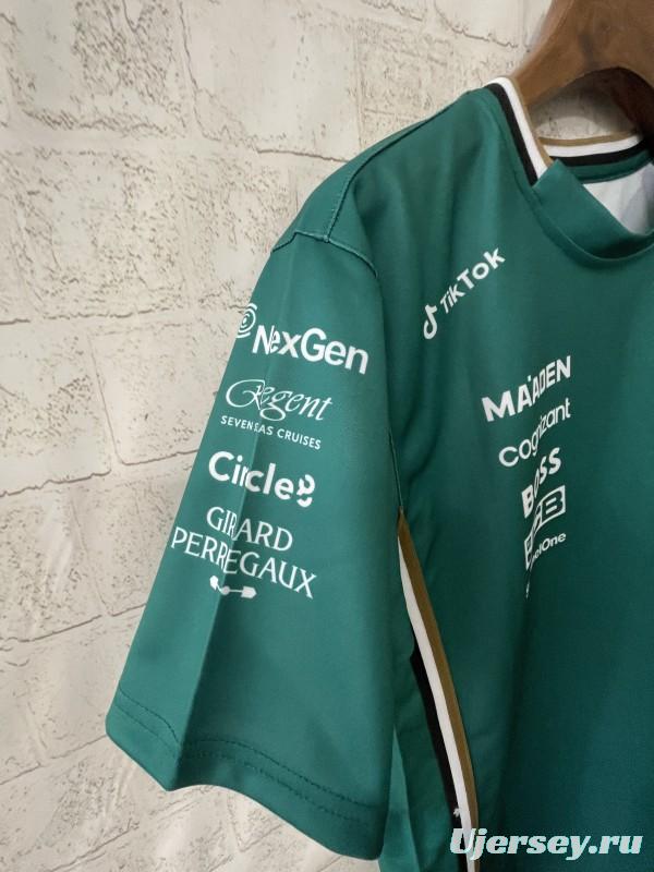 2025 F1 Aston Martin Aramco F1 Team Dark Green with Gold Trim Jersey #14  Aramco