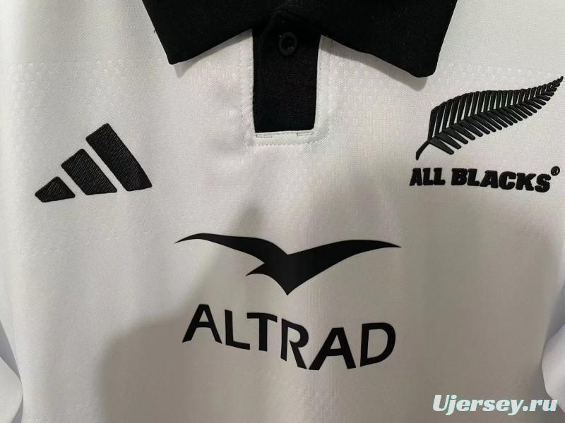 2026 New Zealand All Blacks White with Black Collar Jersey