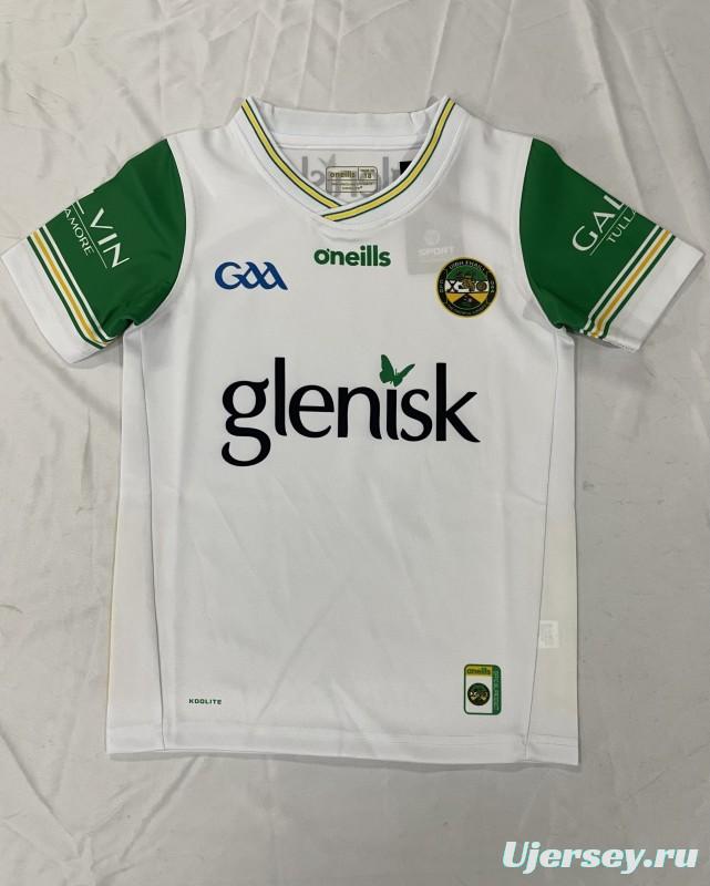 25/26 Kids Offaly GAA White with Green and Gold Trim Away Jersey