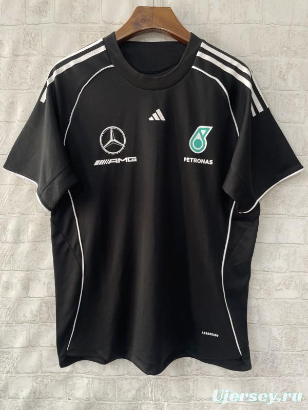 25/26  F1  Mercedes-AMG Petronas Black with White Stripes Training Jersey