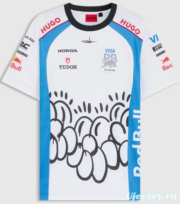 25/26 F1 Racing 92 White with Blue Artistic Cloud Pattern Jersey