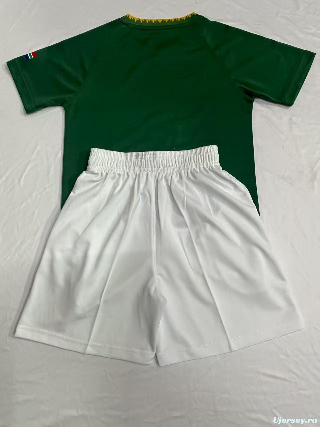 2026 Kids South Africa Home Springboks Green with Gold Trim Rugby Jersey