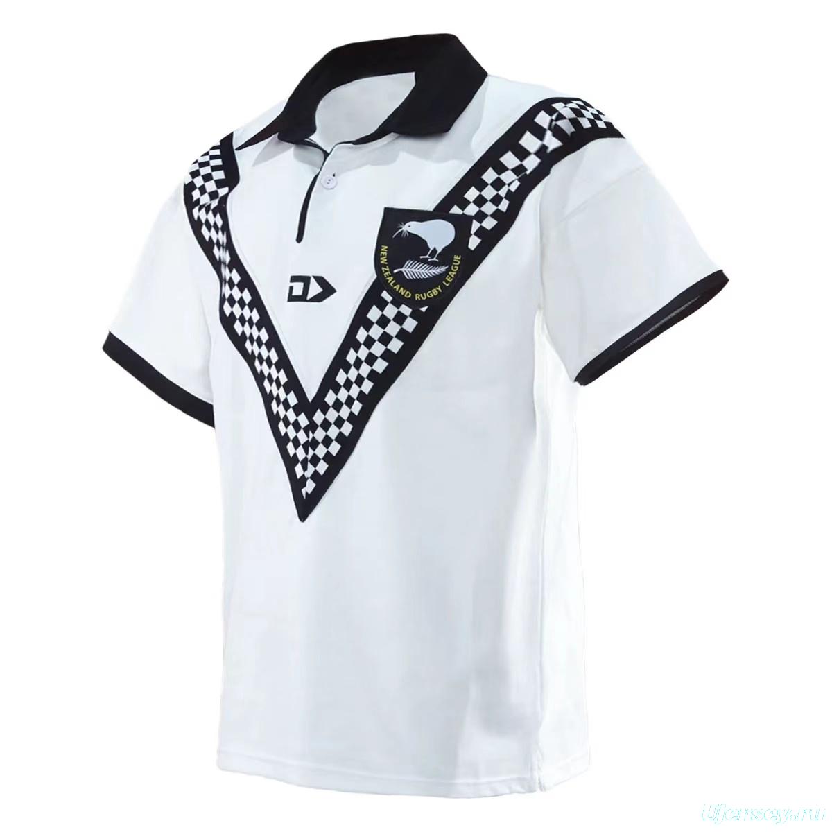 2024 New Zealand Kiwis White with Black Checkerboard V Pattern Jersey