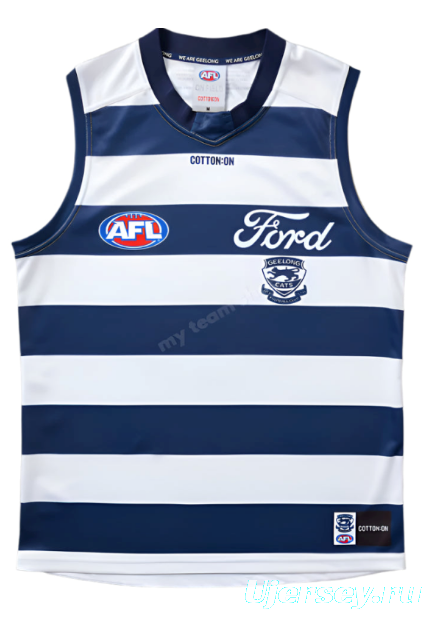 25/26 Geelong Cats Navy and White Hooped Jersey