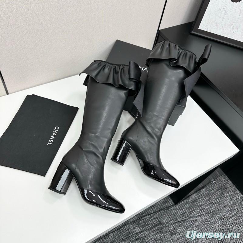 Chanel 2025 SS Bow Detail Block Heel Boots - L Y00600