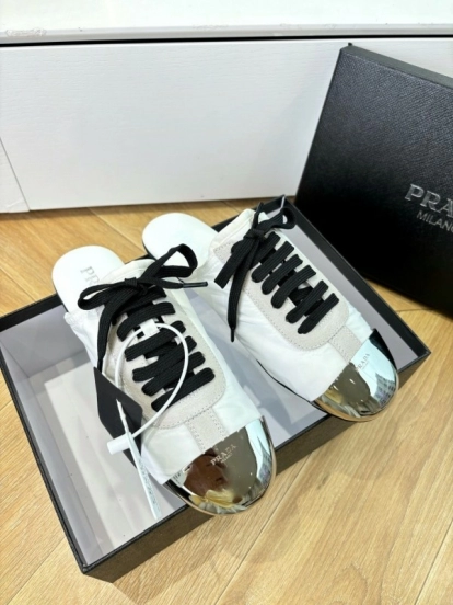 Prada Metal Toe Thin Sole Trainer Casual Shoes - LY00270