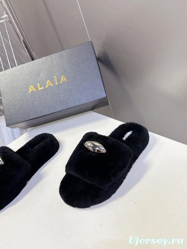 Alaïa Fall/Winter 2025 Fur Slippers - KFY00230