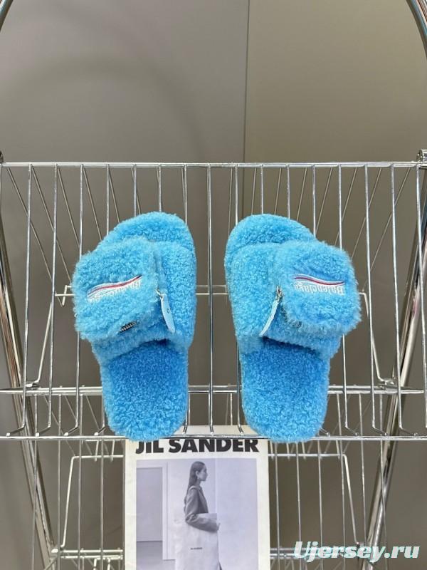 Balenciaga 2025 SS Couple Edition Coca-Cola Fur Slides - KFY00230