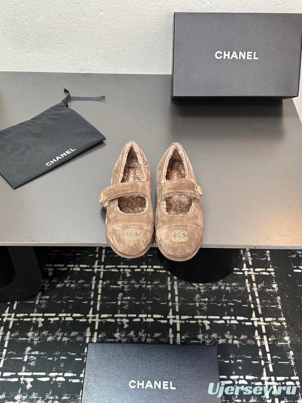 Chanel 2025/SS Autumn Winter New French Mary Jane Shoes Fur Shoes - KFY00300