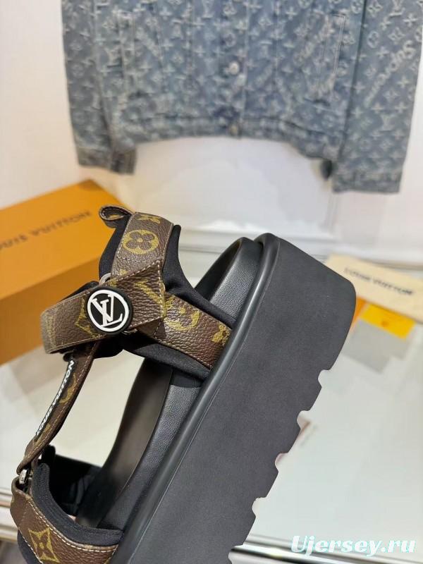 LV 2025/SS Latest High-End Fashion Versatile Flat Platform Sandals - LY00